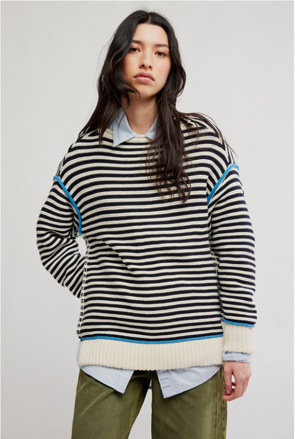 Asher Striped Sweater in Charcoal