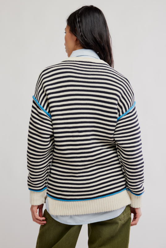 Asher Striped Sweater in Charcoal