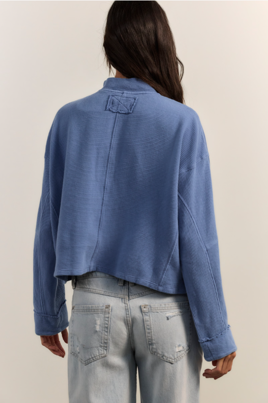 Celeste Zip Front Pullover in Bluebell