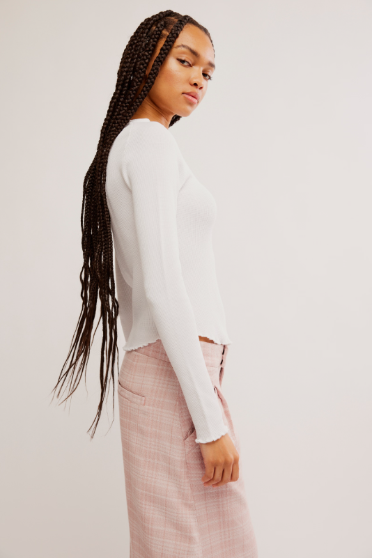Easy Does It Long Sleeve Tee in White