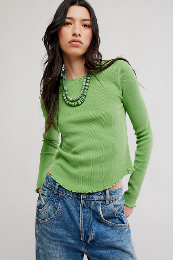 Easy Does It Long Sleeve Tee in Jade