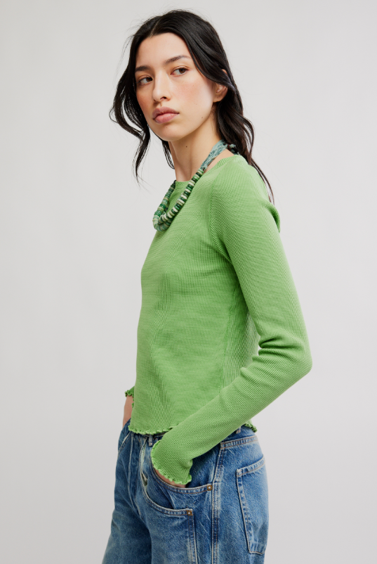 Easy Does It Long Sleeve Tee in Jade