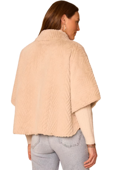 3/4 Caplet Sleeve Faux Fur Coat