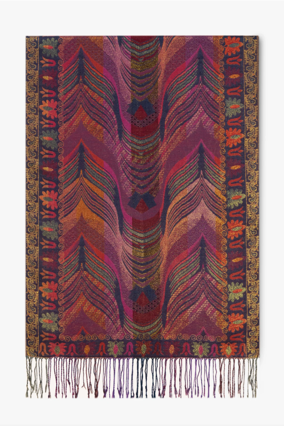 Black/Red Chevron Feather Pashmina