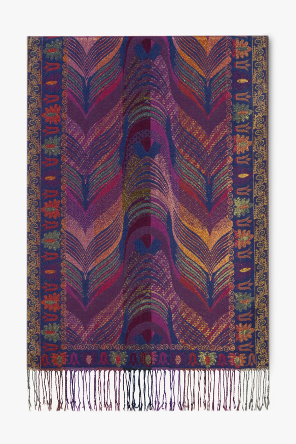 Navy Chevron Feather Pashmina