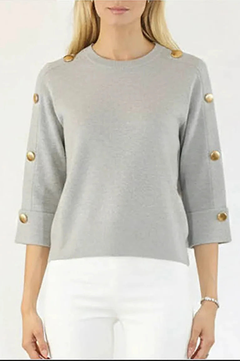 Roll Neck Sweater with Button Details in Oatmeal