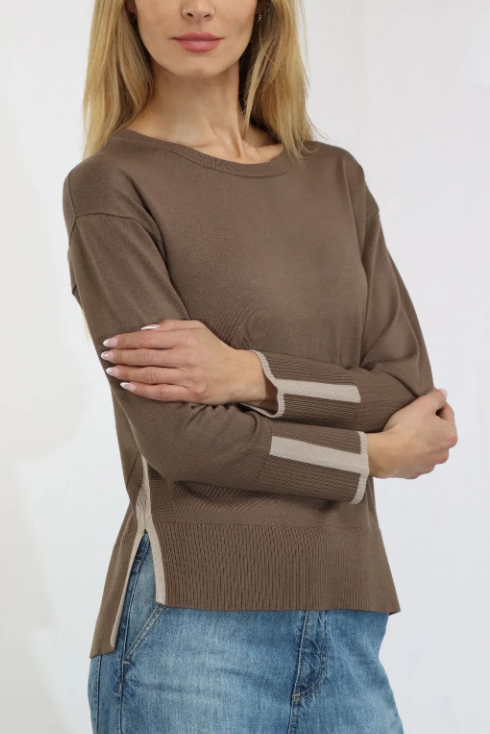 Color Block Sweater in Black/Sea Salt