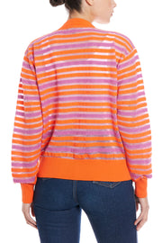 Striped Cardigan in Orange Peel and Navy