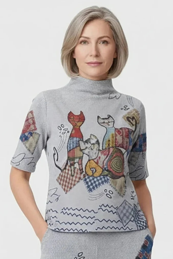 Cats and Crafts Knit Top