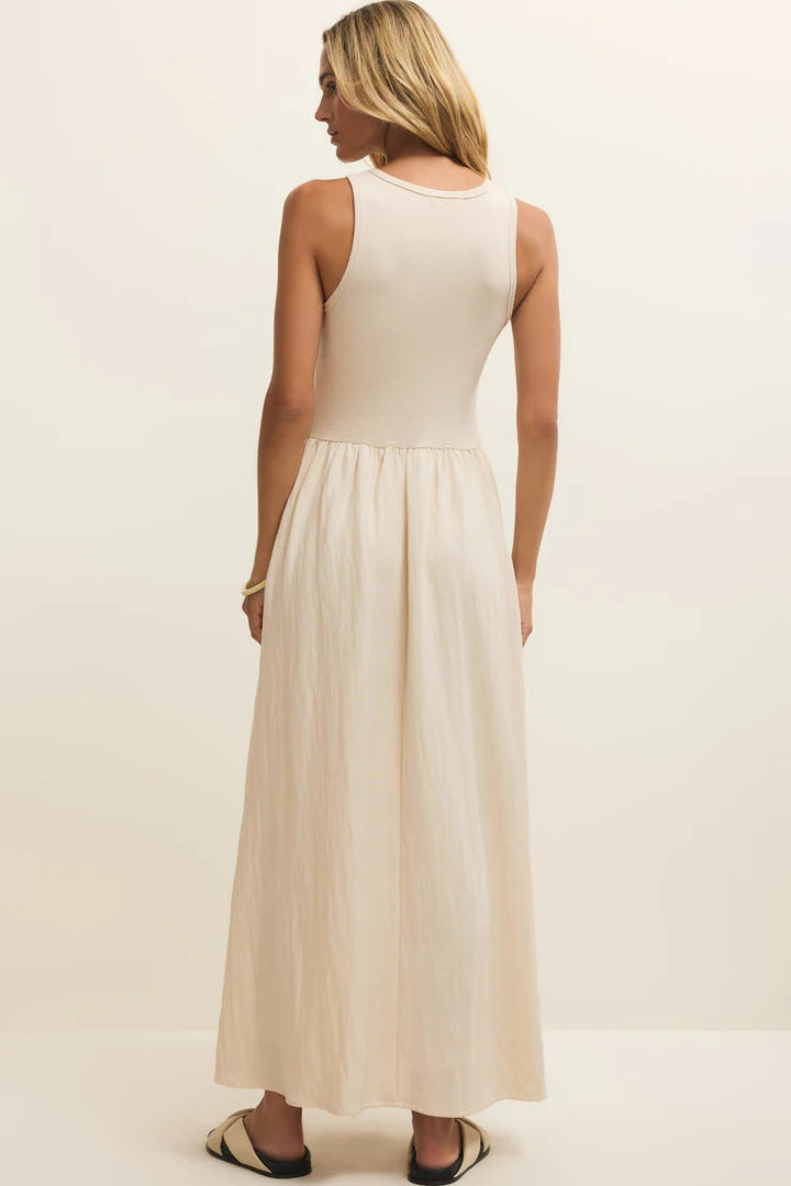 Charlotte Rib Midi-Dress in Crystal