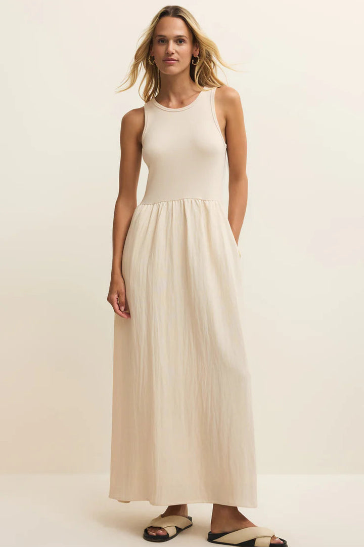 Charlotte Rib Midi-Dress in Crystal