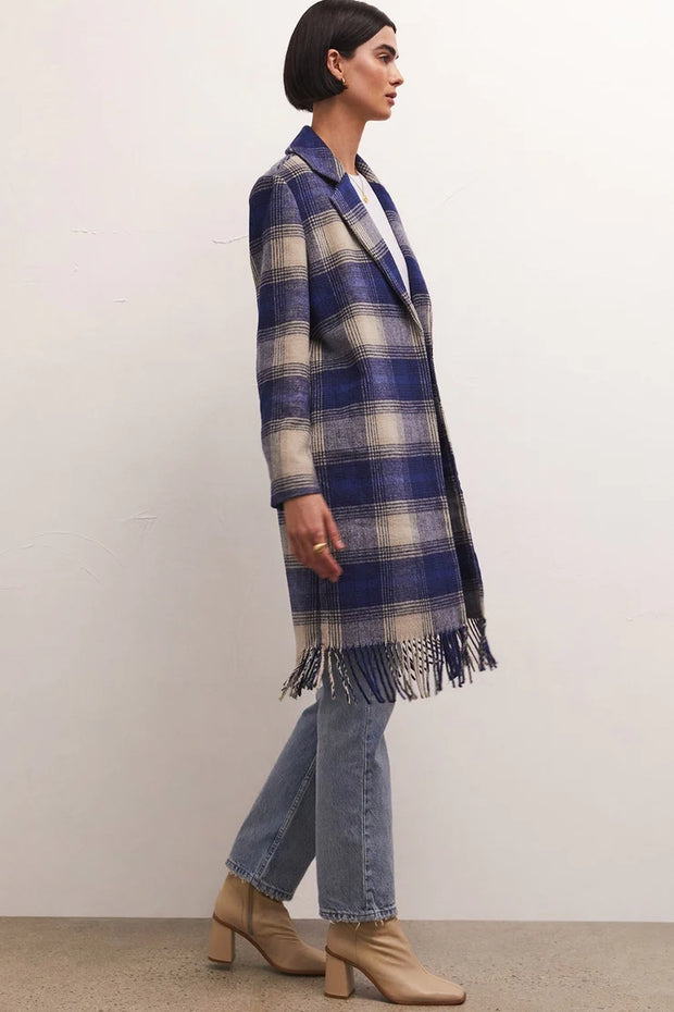Ynez Fringe Plaid Coat