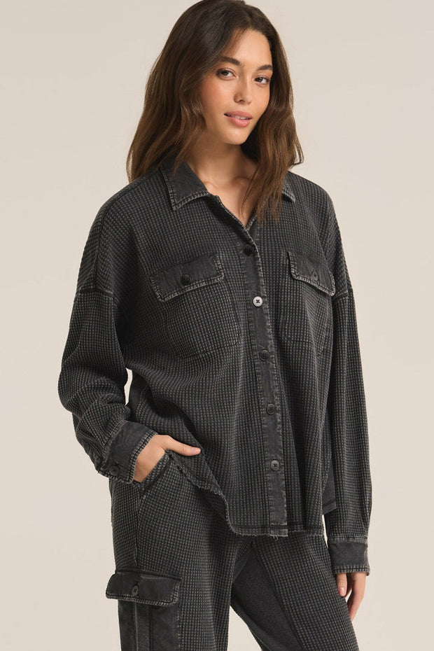 Elijah Waffle Jacket - Black