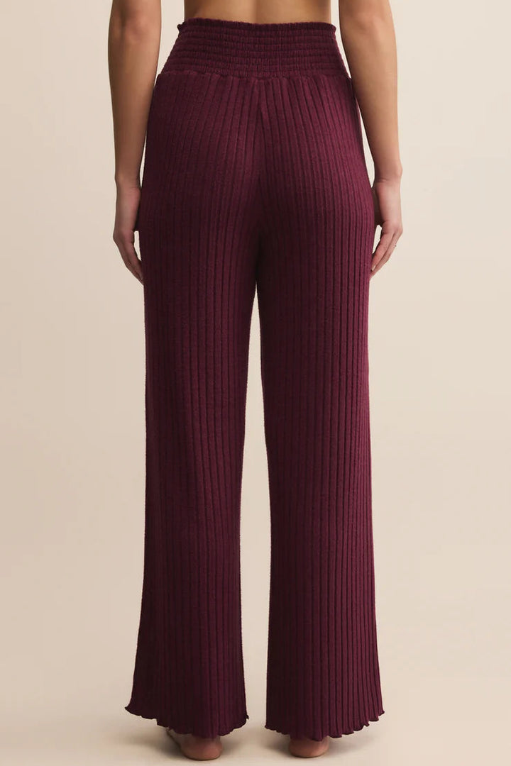 Dawn Smocked Rib Pant in Merlot