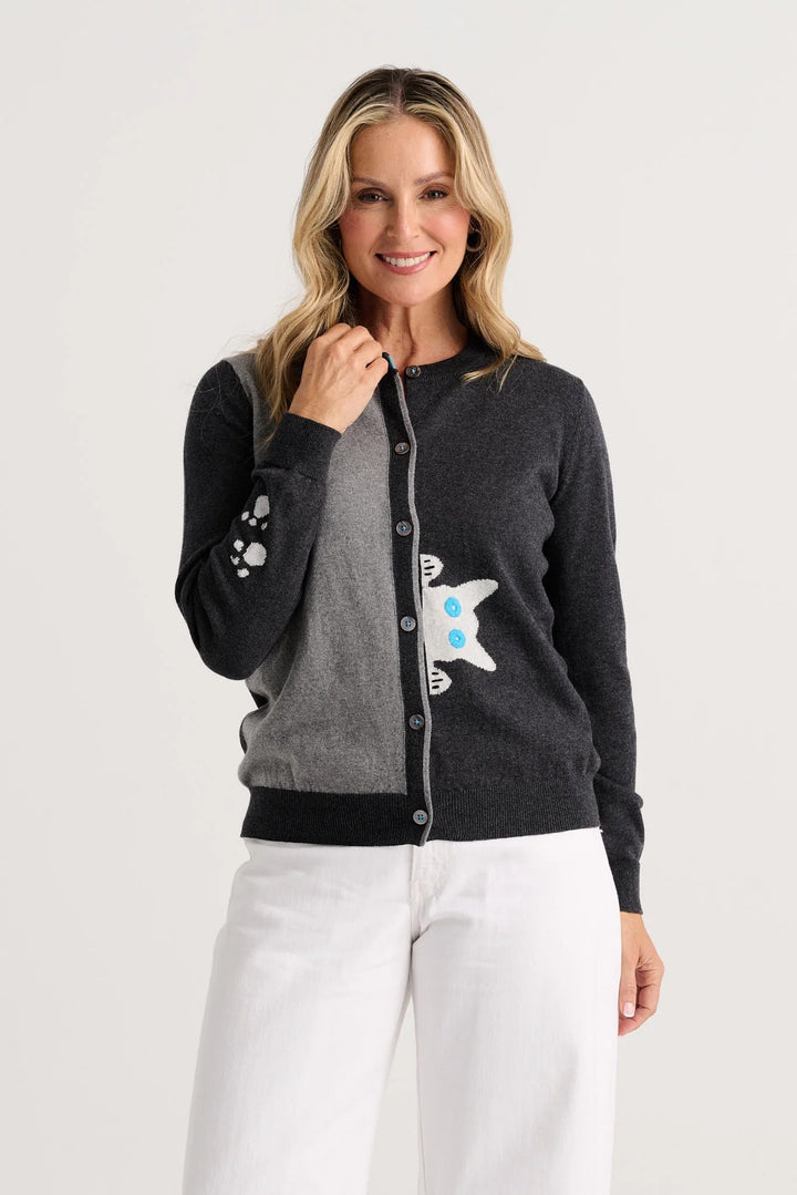 Cat Cardigan in Charcoal