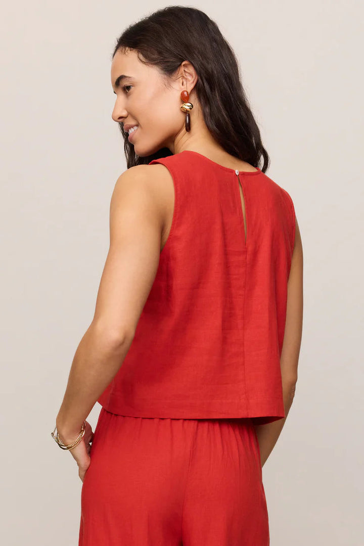 Sloane Linen Tank in Chili Pepper