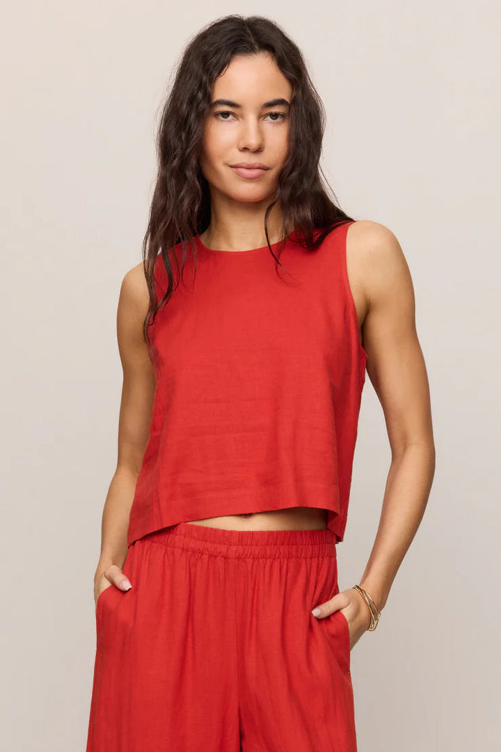 Sloane Linen Tank in Chili Pepper