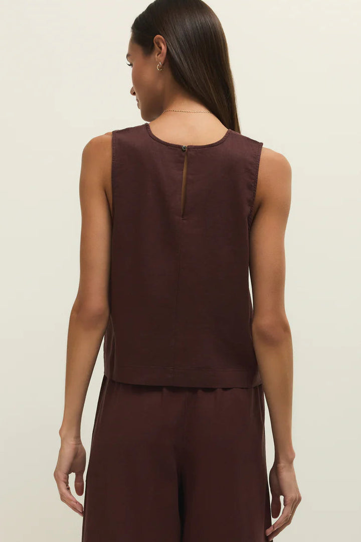 Sloane Linen Tank in Chocolate Cherry