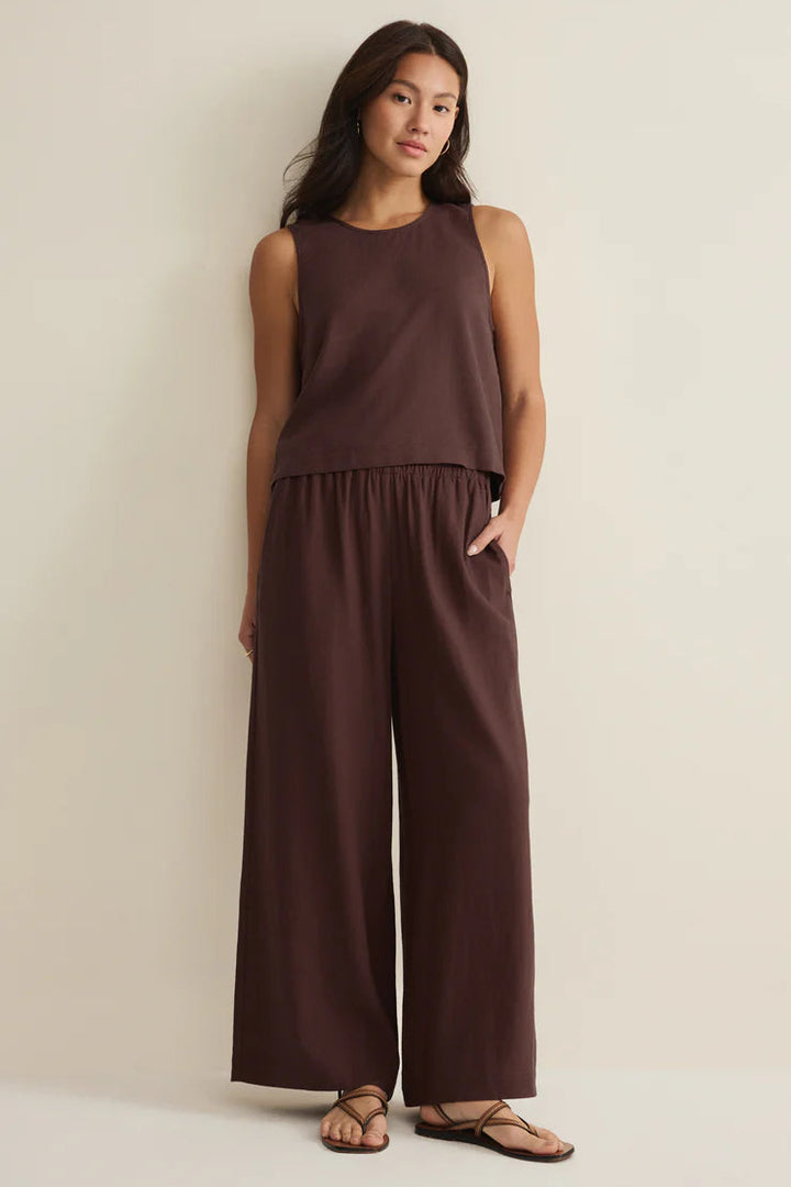 Sloane Linen Tank in Chocolate Cherry