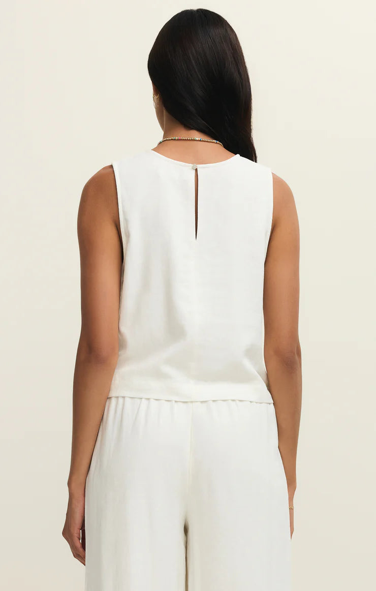 Sloane Linen Tank in White