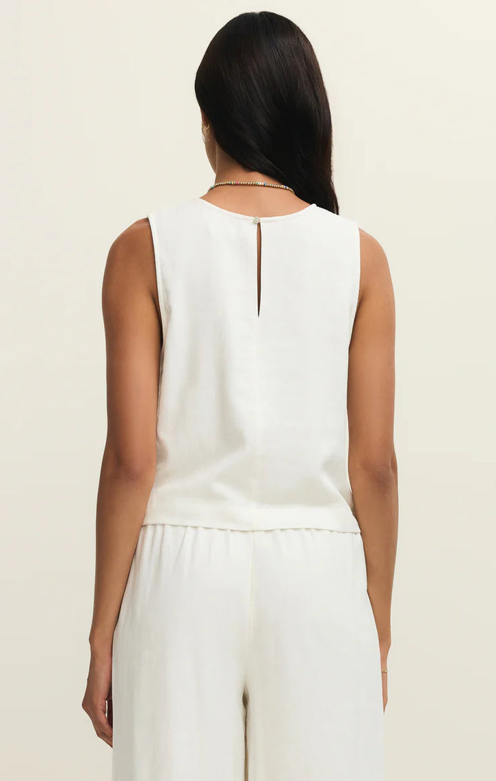 Sloane Linen Tank in White