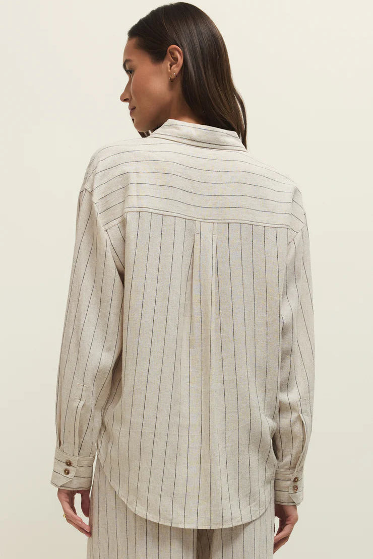 Alfie Striped Linen Button Up