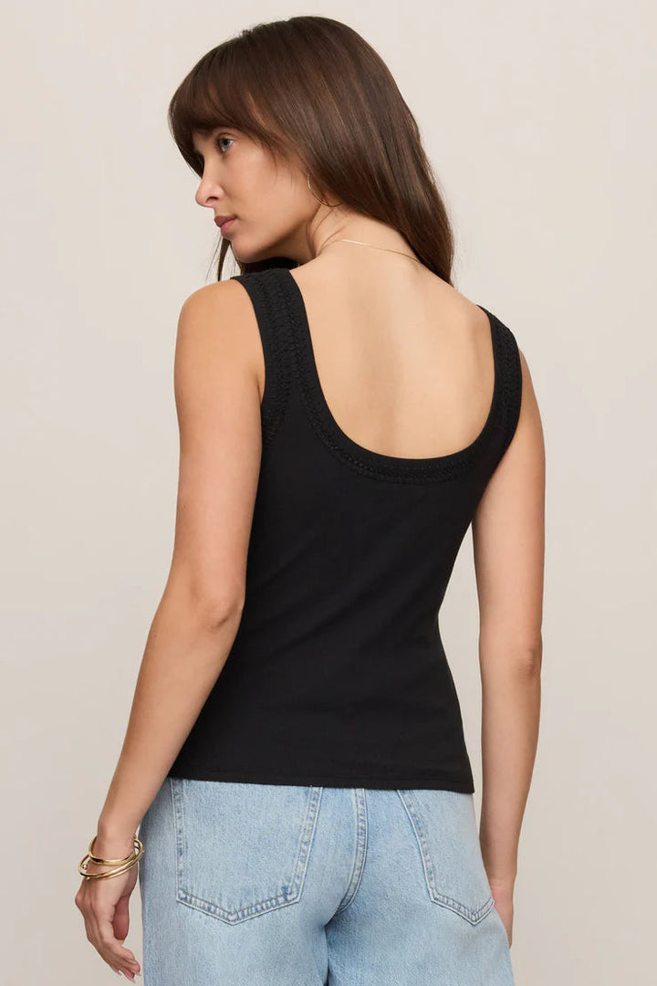Larkin Whipstitch Tank in Black