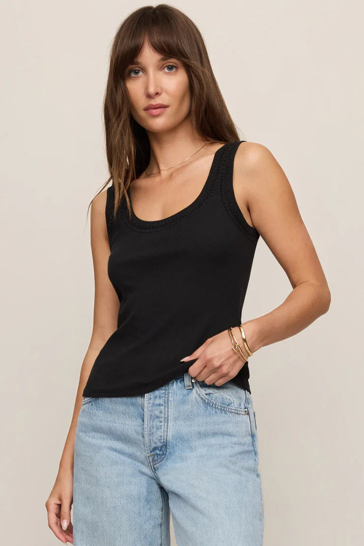 Larkin Whipstitch Tank in Black