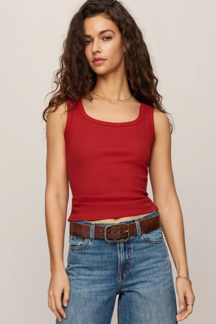 Larkin Whipstitch Tank in Chili Pepper