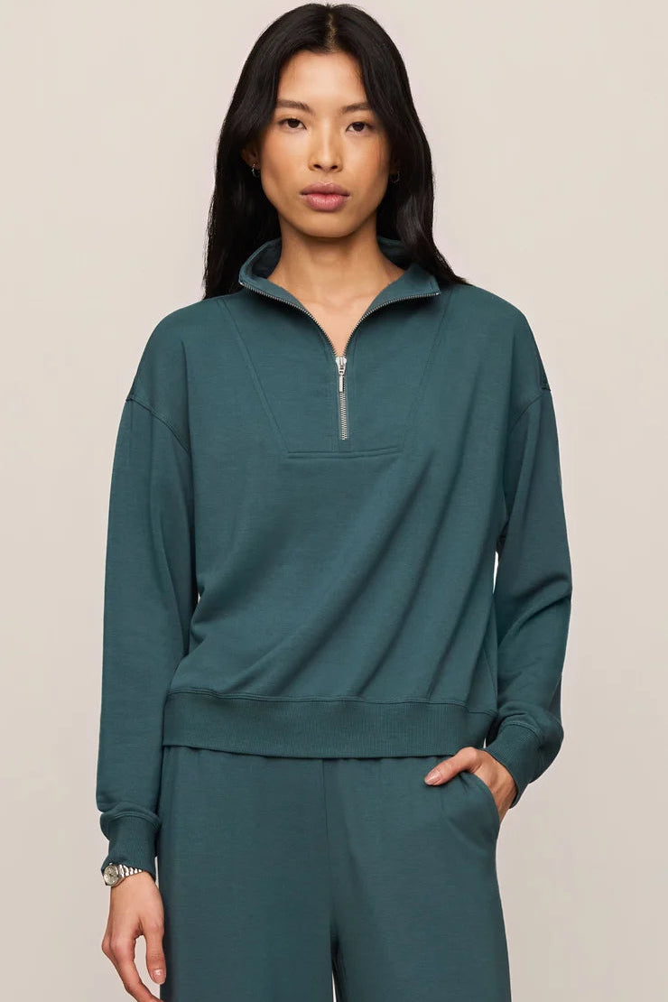 Gate Check Quarter Zip Sweatshirt in Emerald Cove