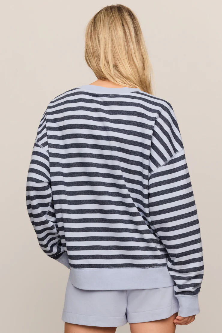 Everyday French Terry Striped Sweatshirt in Eclipse