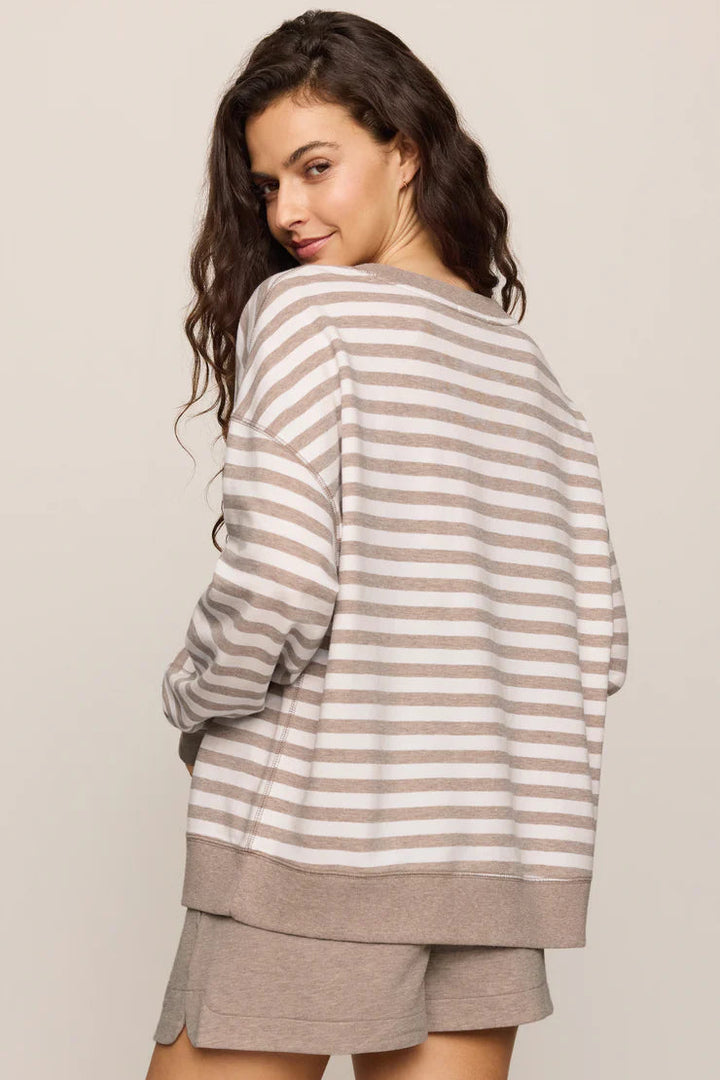 Everyday French Terry Striped Sweatshirt in Heather Ash