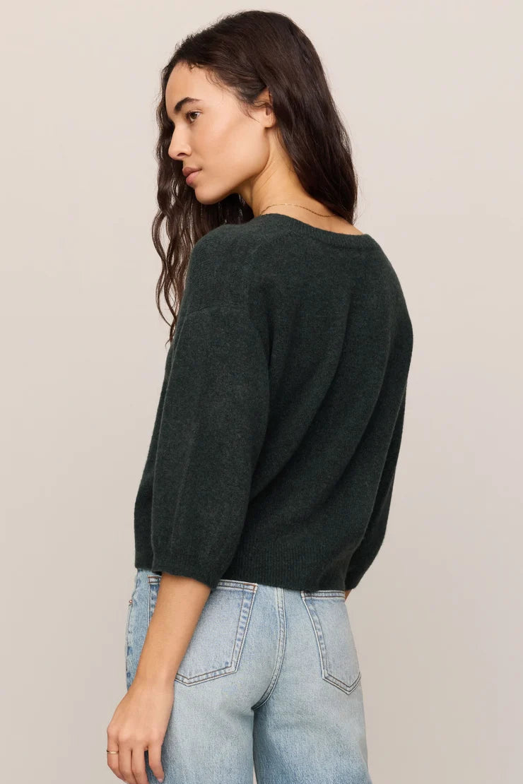 Valor Elbow Sleeve Cardigan in Emerald Cove