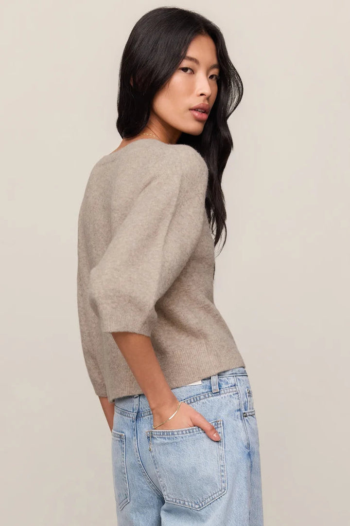 Valor Elbow Sleeve Cardigan in Natural Heather