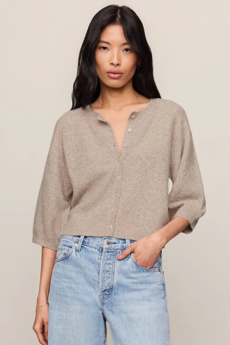 Valor Elbow Sleeve Cardigan in Natural Heather