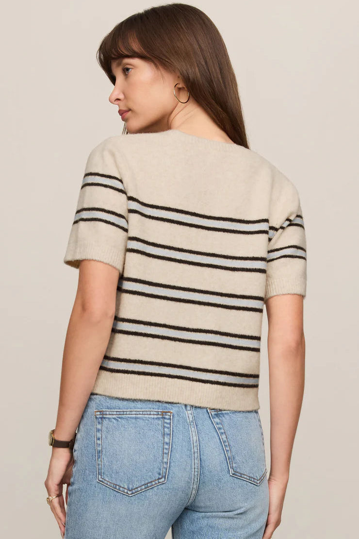 Gatewood Short Sleeve Sweater in Light Oatmeal Heather