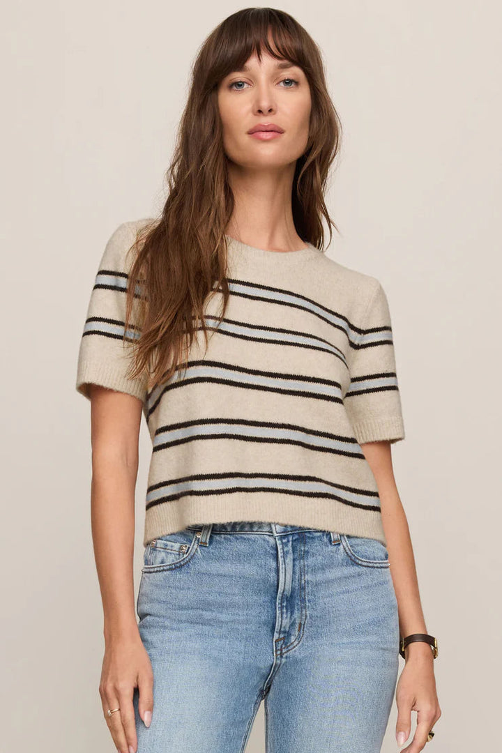 Gatewood Short Sleeve Sweater in Light Oatmeal Heather