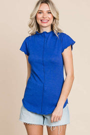 Mock Neck Merrow Cap Sleeve Top