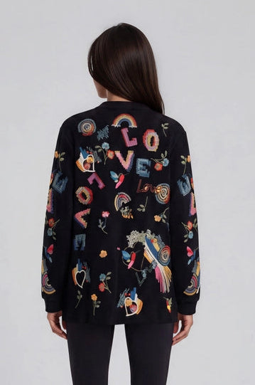 Embroidered Longline Sweater
