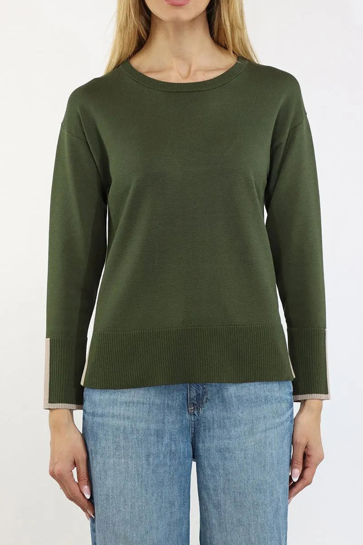 Color Block Sweater in Atlantic Pine and Sandstone