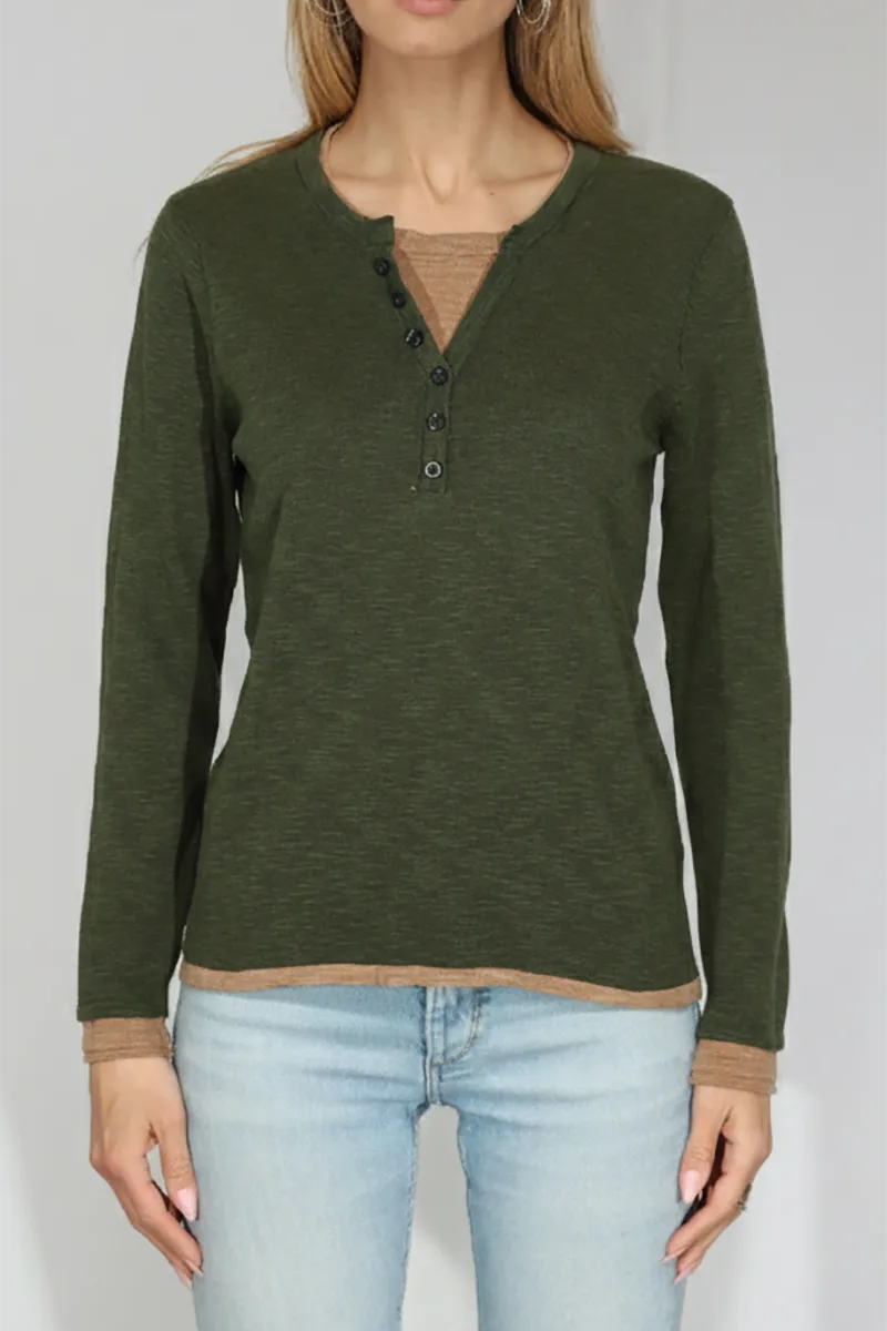 Faux Layer Henley Top