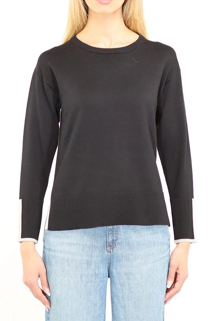 Color Block Sweater in Black/Sea Salt