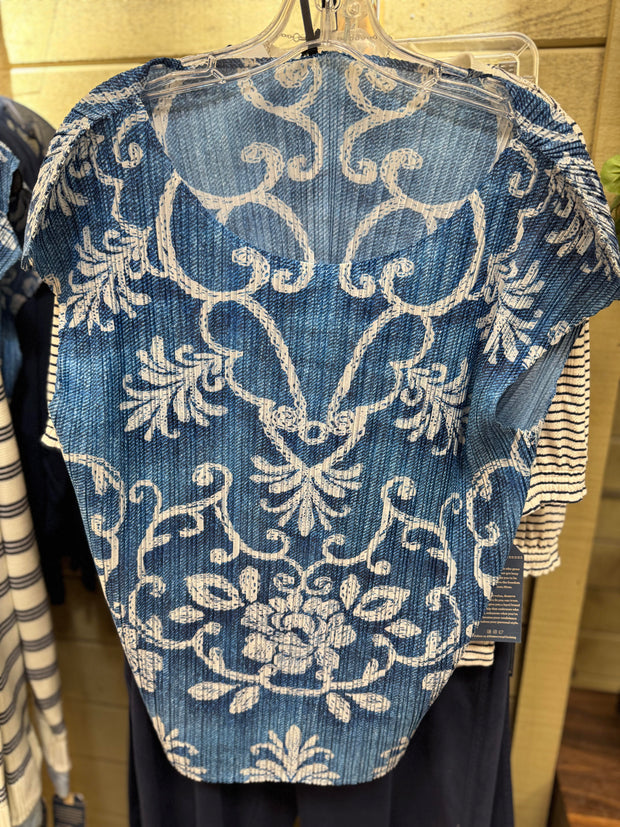 Print cap sleeve top