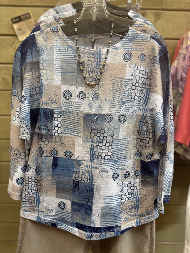 Slub yarn print top