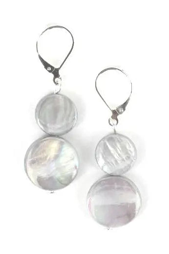 Mother of Pearl Dangle Earrings in Gray