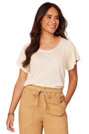 Flutter Sleeve Crochet Neck Top
