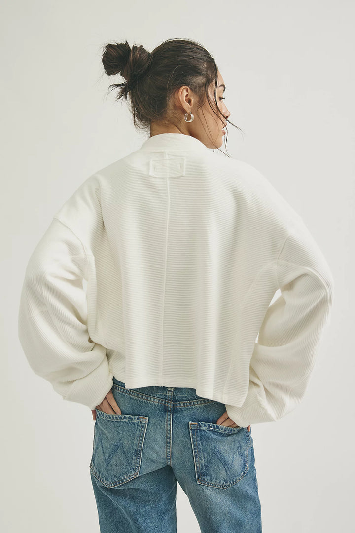 Celeste Zip Front Pullover in Clean Ivory