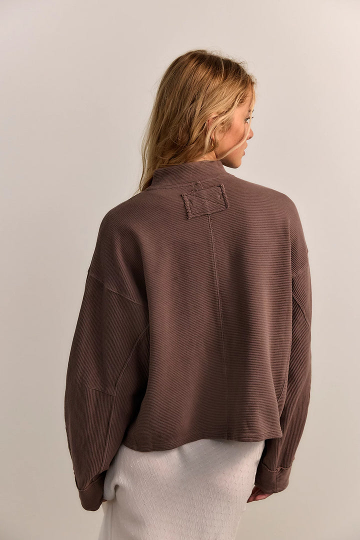 Celeste Zip Front Pullover in Mochachinno