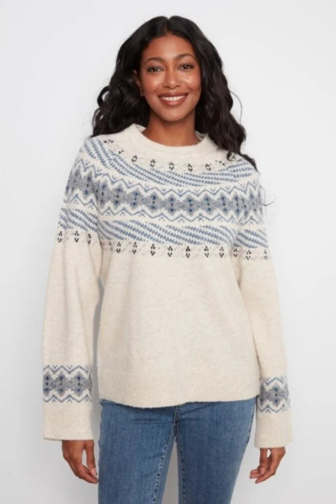 Raglan Sleeve Fair Isle Inspired Sweater