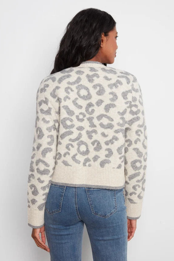 Leopard Print Knit Cardigan with Bow-Ties